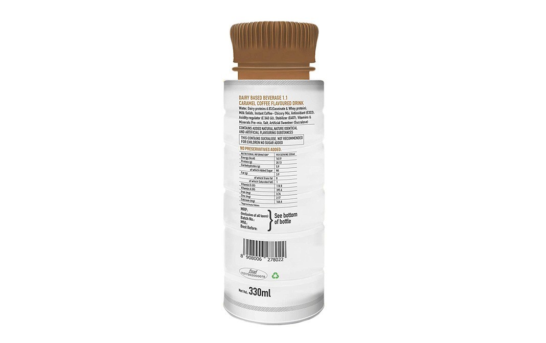 Za Go Body Buddy Protein Shake, Caramel Coffee Flavour   Bottle  330 millilitre
